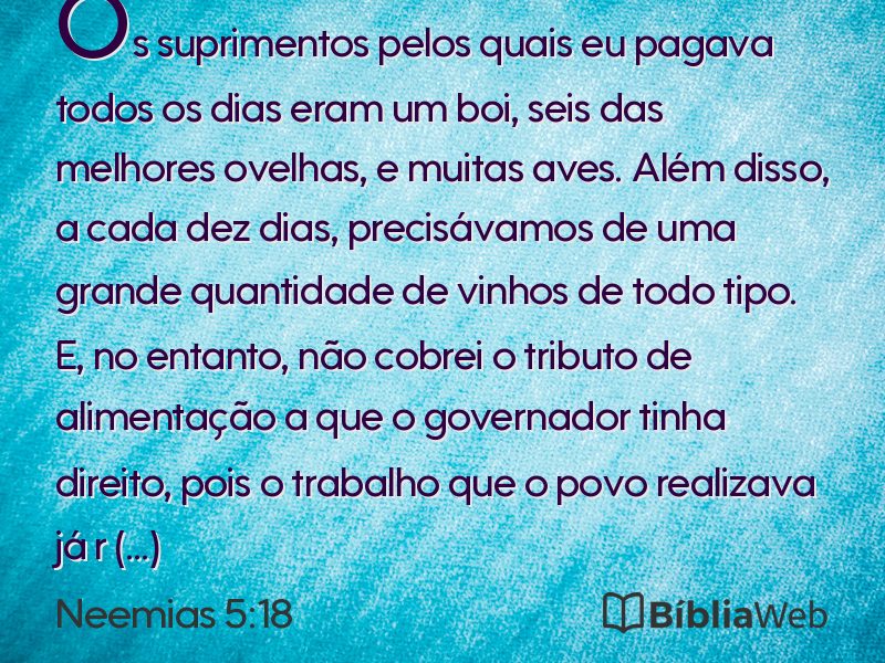 Neemias 5:18 em imagem para compartilhar