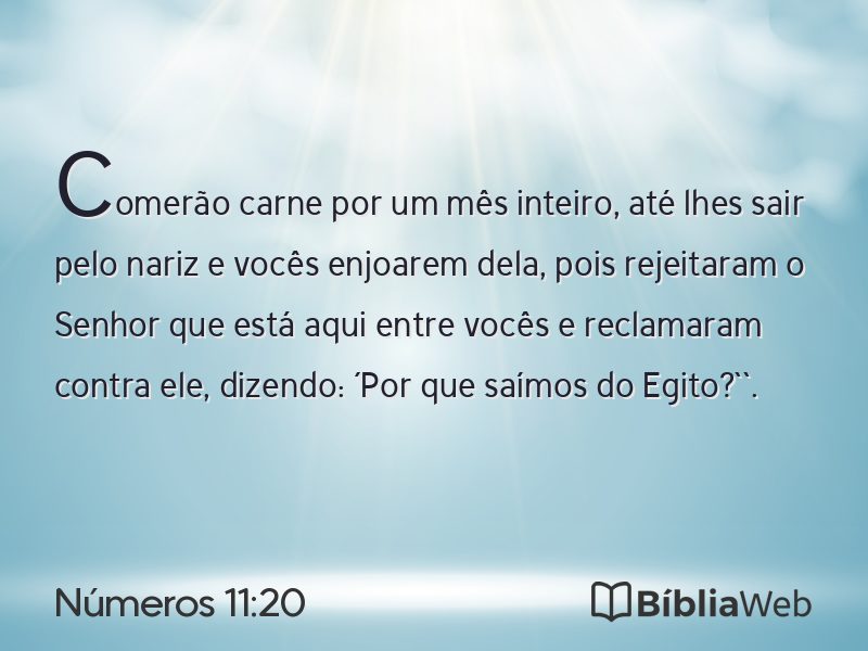 Números 11:20 em imagem para compartilhar