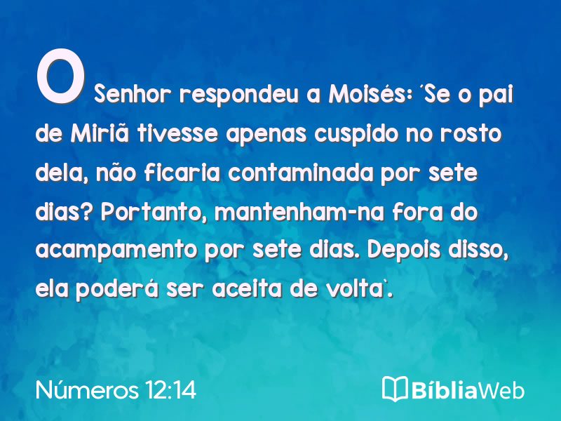 Números 12:14 em imagem para compartilhar
