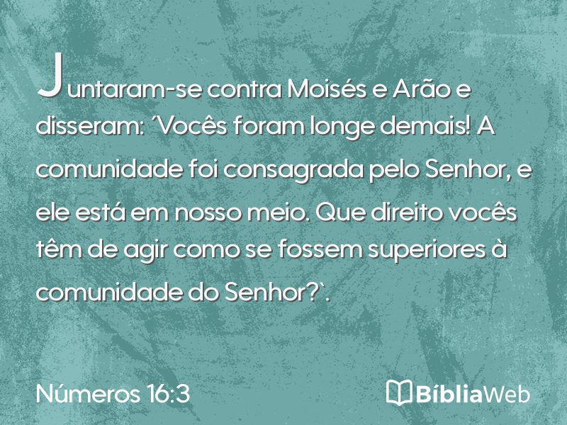 Números 16:3 em imagem para compartilhar
