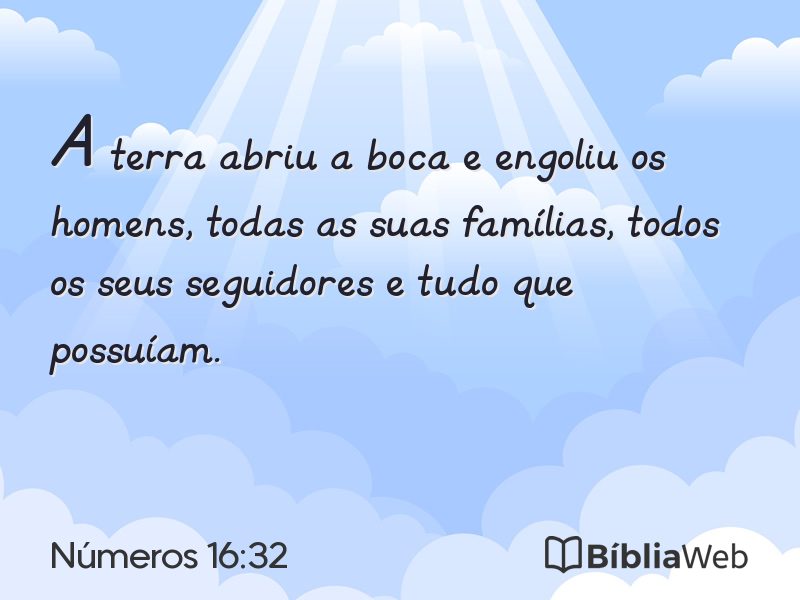 Números 16:32 em imagem para compartilhar