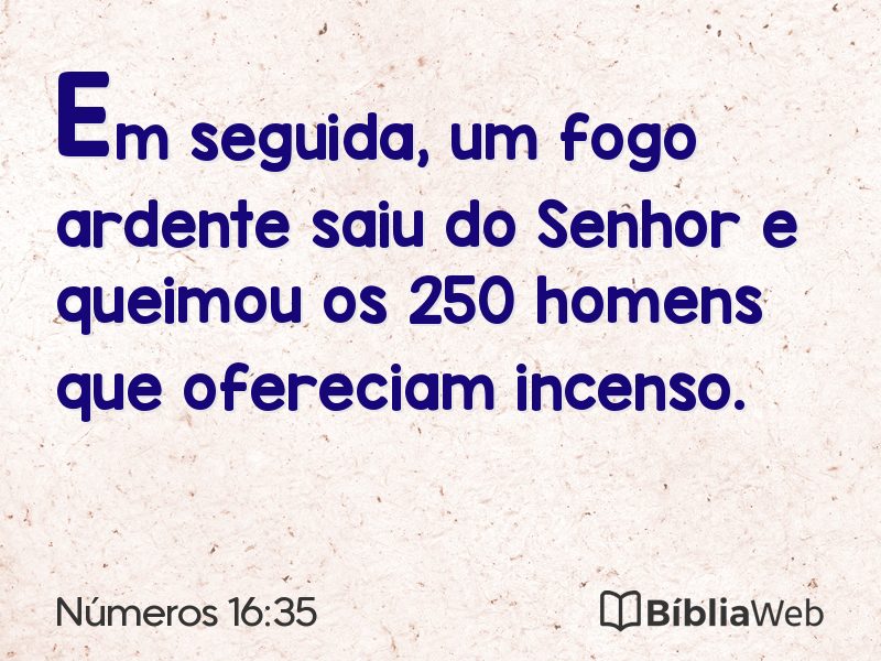 Números 16:35 em imagem para compartilhar