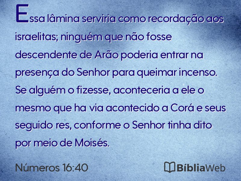 Números 16:40 em imagem para compartilhar