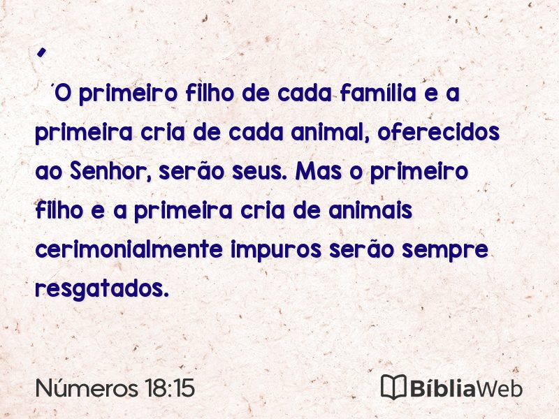 Números 18:15 em imagem para compartilhar