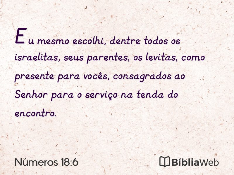 Números 18:6 em imagem para compartilhar