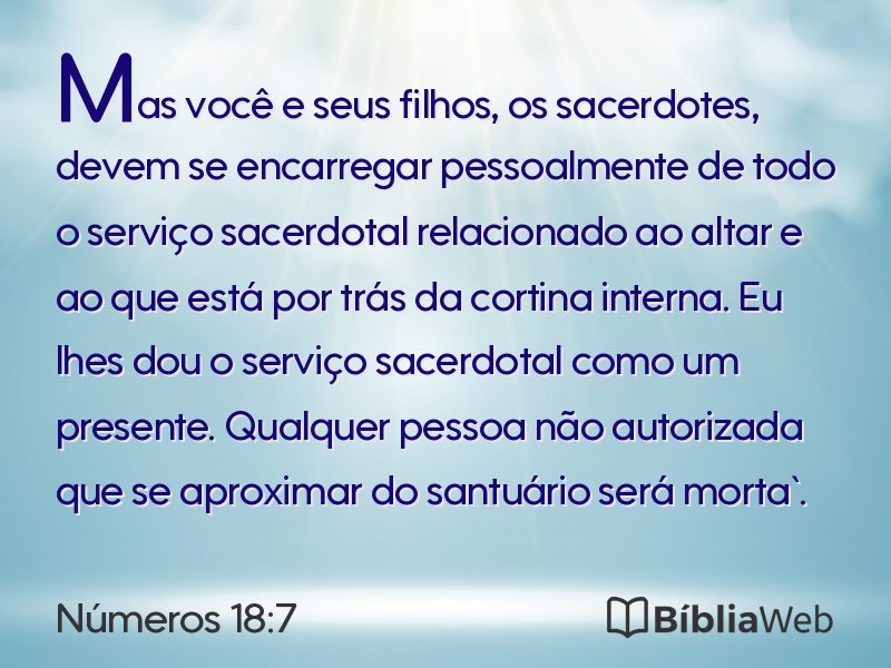 Números 18:7 em imagem para compartilhar