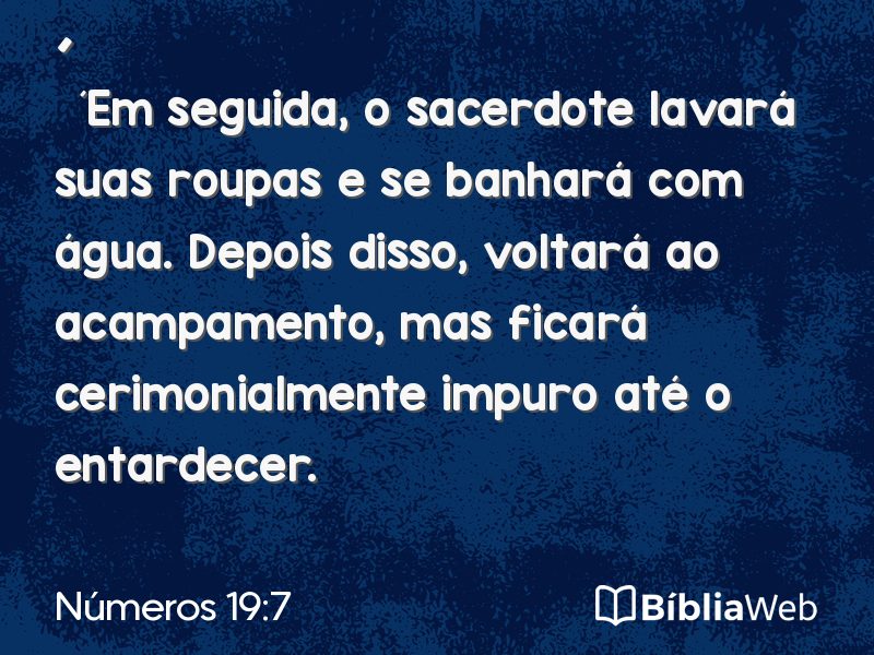 Números 19:7 em imagem para compartilhar