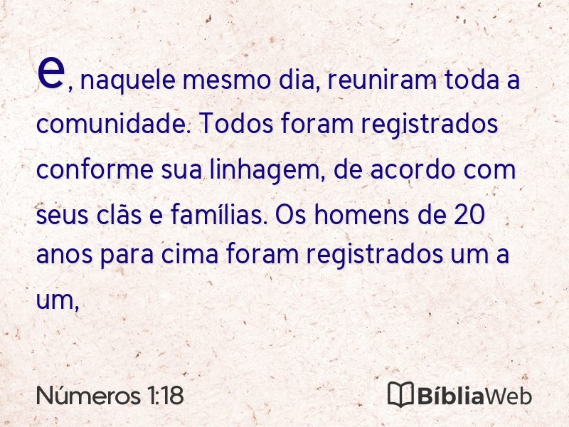 Números 1:18 em imagem para compartilhar