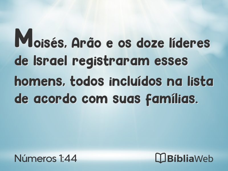 Números 1:44 em imagem para compartilhar
