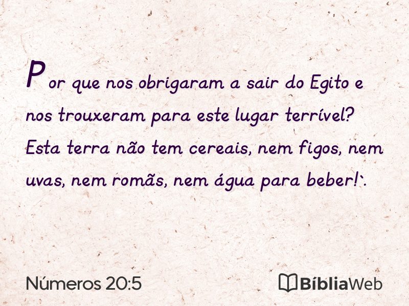 Números 20:5 em imagem para compartilhar