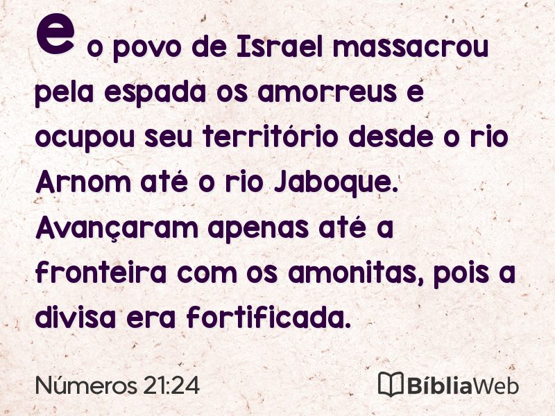 Números 21:24 em imagem para compartilhar