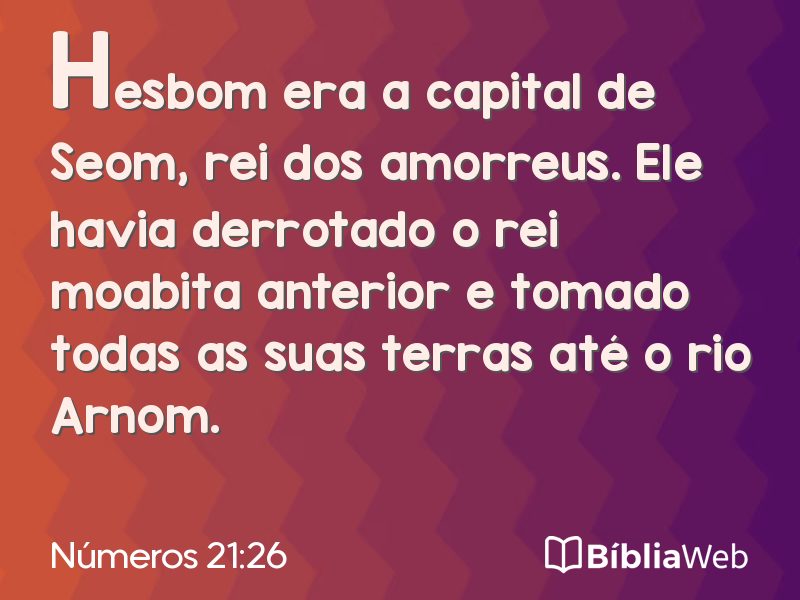 Números 21:26 em imagem para compartilhar