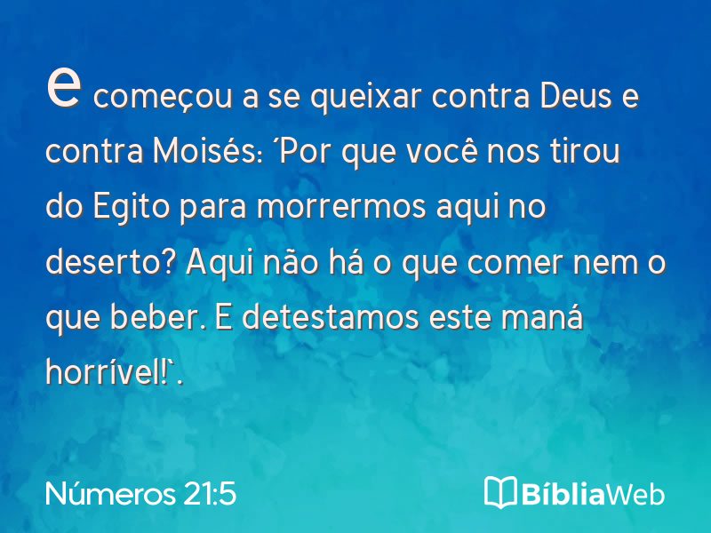 Números 21:5 em imagem para compartilhar