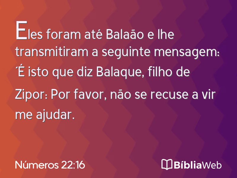 Números 22:16 em imagem para compartilhar