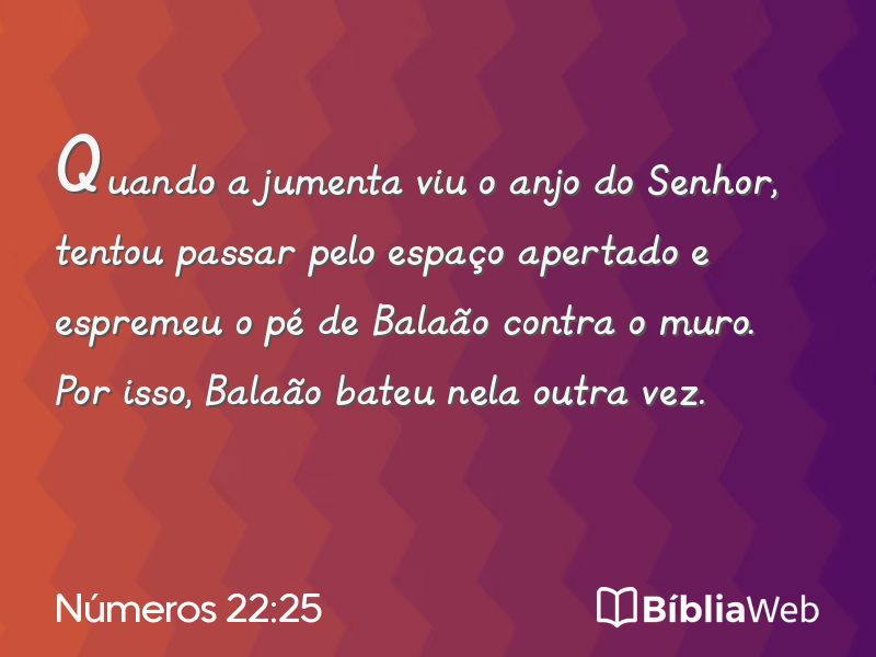 Números 22:25 em imagem para compartilhar