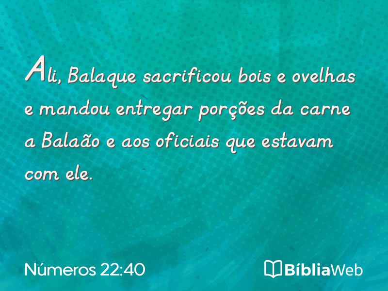 Números 22:40 em imagem para compartilhar