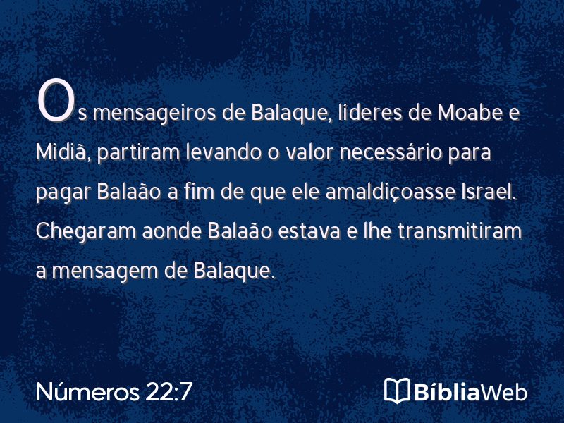 Números 22:7 em imagem para compartilhar