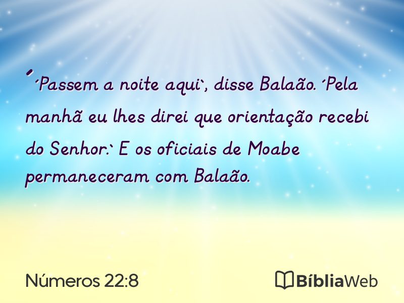 Números 22:8 em imagem para compartilhar