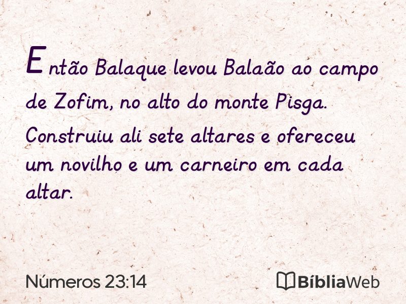 Números 23:14 em imagem para compartilhar