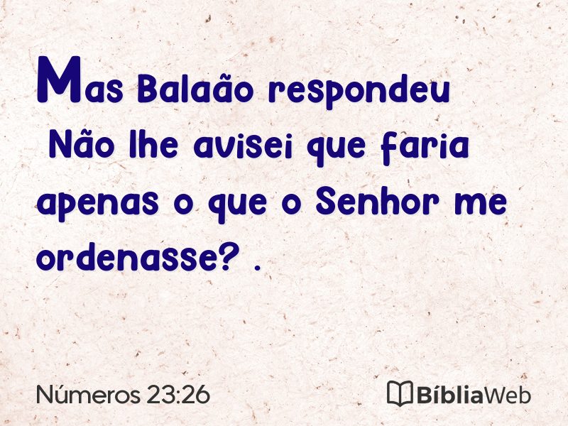 Números 23:26 em imagem para compartilhar