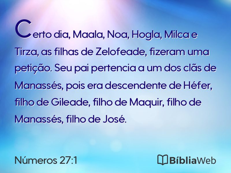 Números 27:1 em imagem para compartilhar