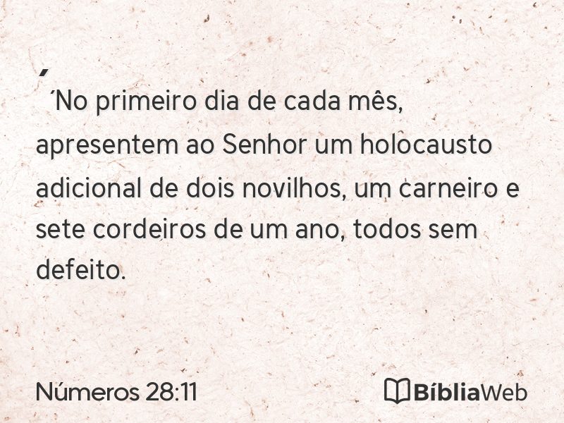 Números 28:11 em imagem para compartilhar