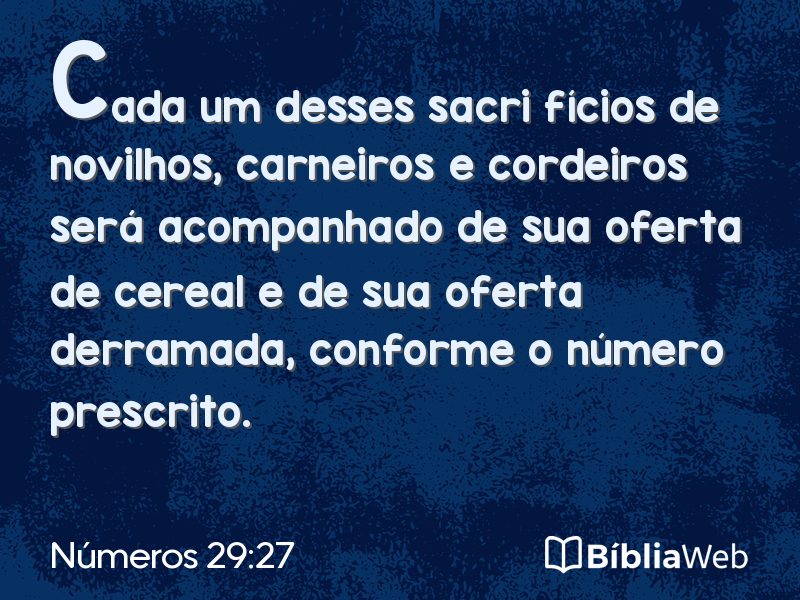Números 29:27 em imagem para compartilhar