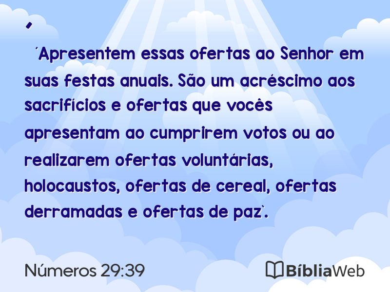 Números 29:39 em imagem para compartilhar