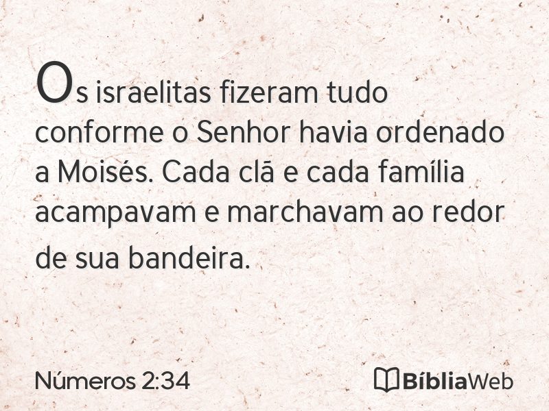 Números 2:34 em imagem para compartilhar
