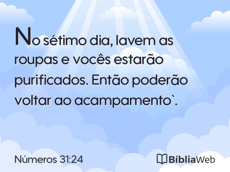 Números 31:24 em imagem para compartilhar
