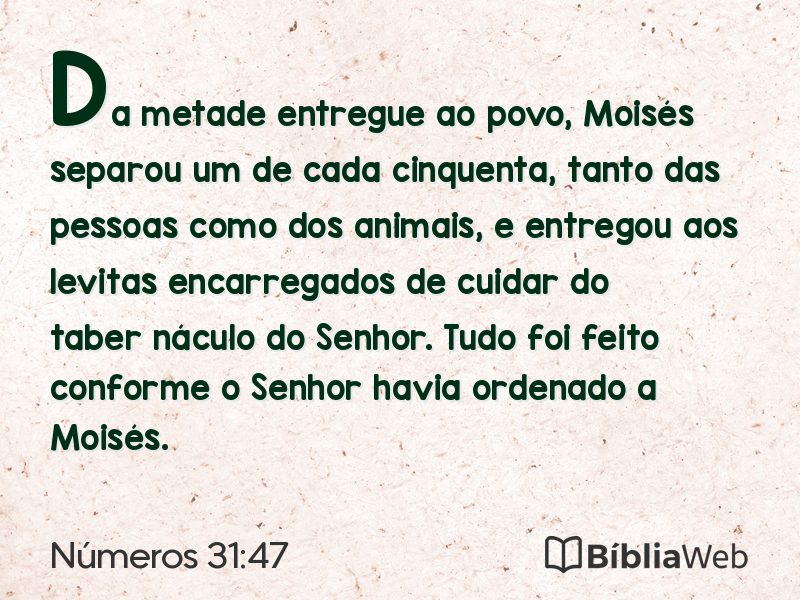 Números 31:47 em imagem para compartilhar