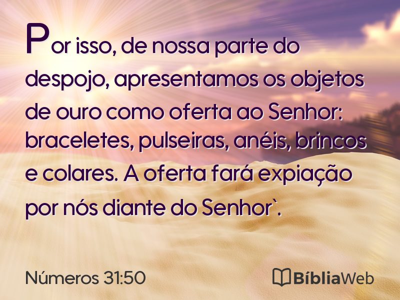 Números 31:50 em imagem para compartilhar