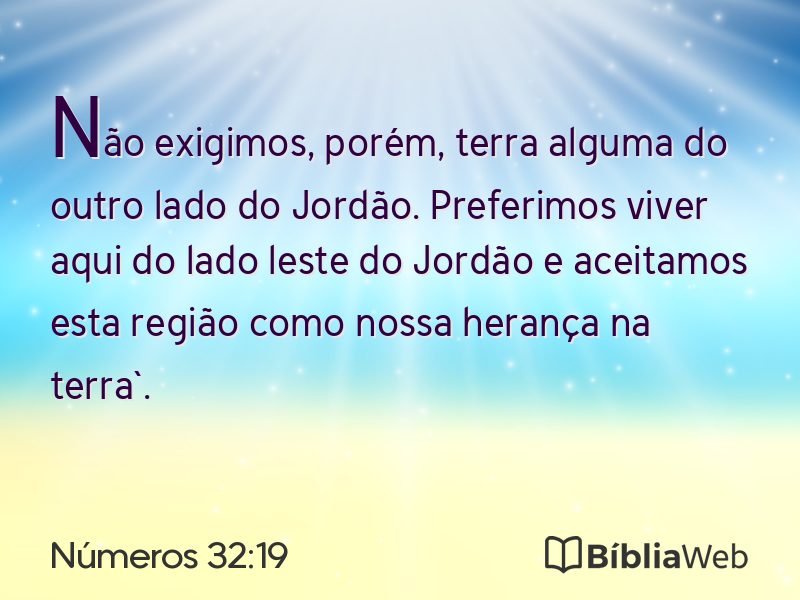Números 32:19 em imagem para compartilhar