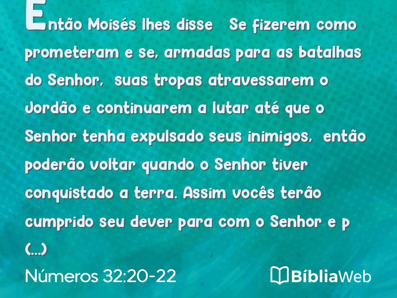Números 32:20-22 em imagem para compartilhar