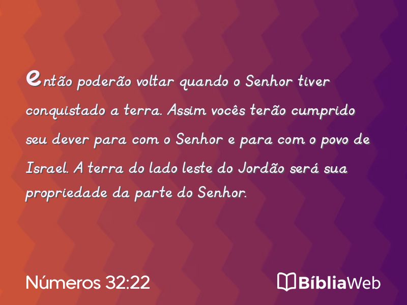 Números 32:22 em imagem para compartilhar