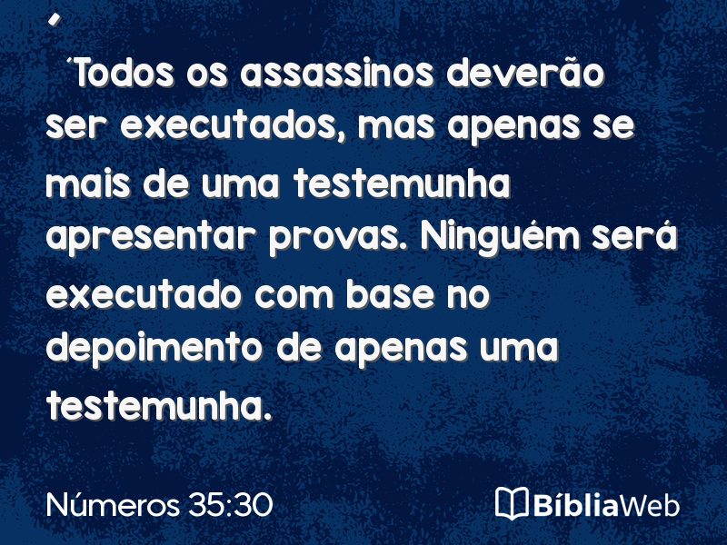 Números 35:30 em imagem para compartilhar