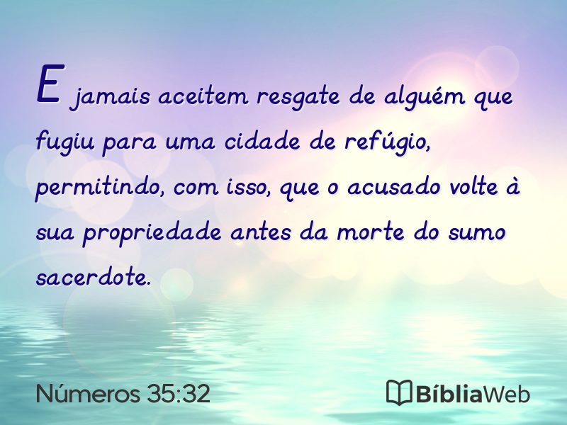 Números 35:32 em imagem para compartilhar
