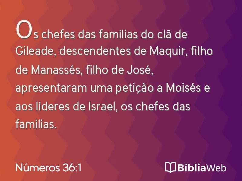 Números 36:1 em imagem para compartilhar