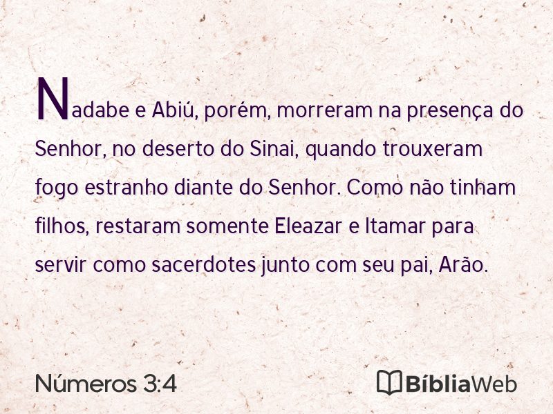 Números 3:4 em imagem para compartilhar