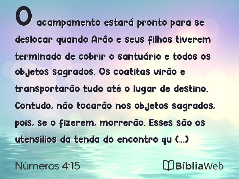 Números 4:15 em imagem para compartilhar