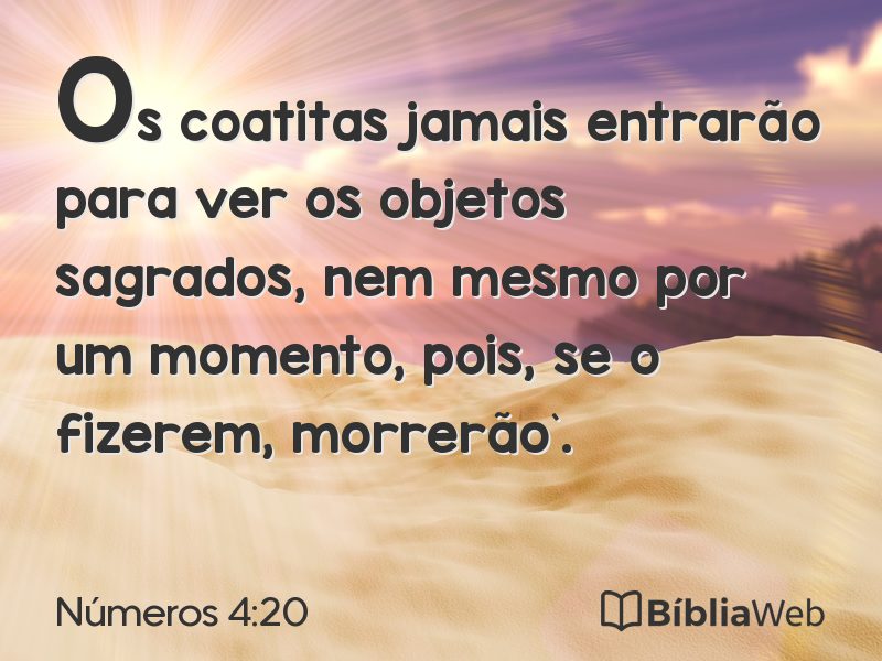 Números 4:20 em imagem para compartilhar