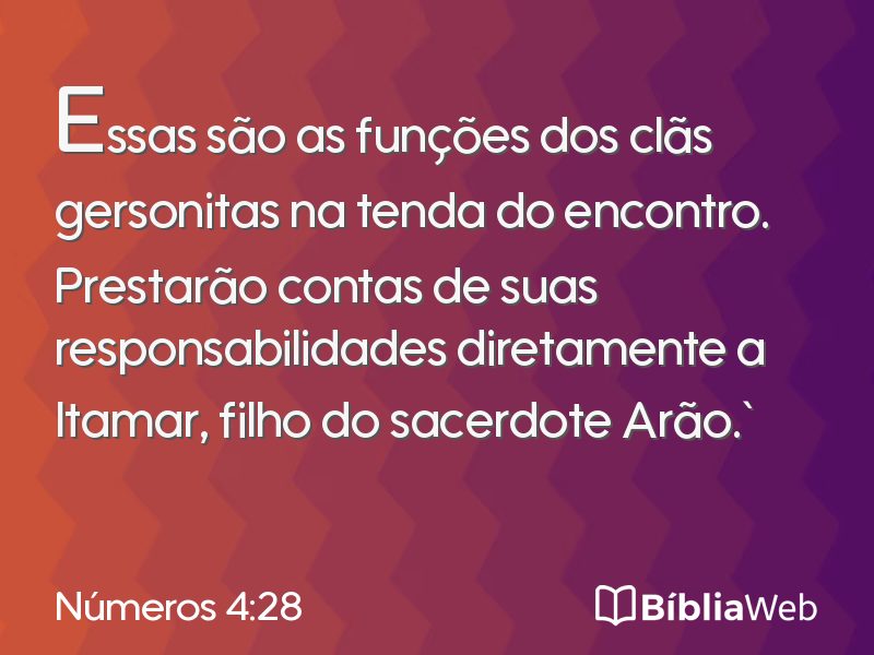 Números 4:28 em imagem para compartilhar
