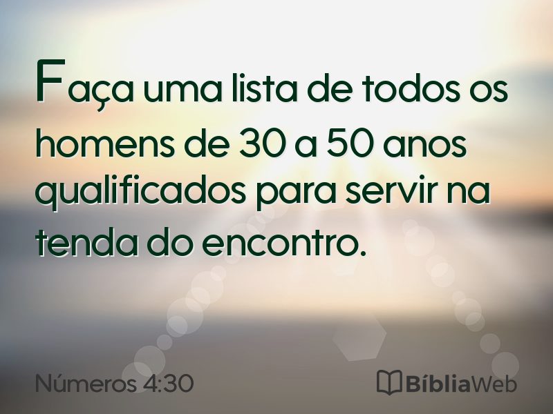 Números 4:30 em imagem para compartilhar