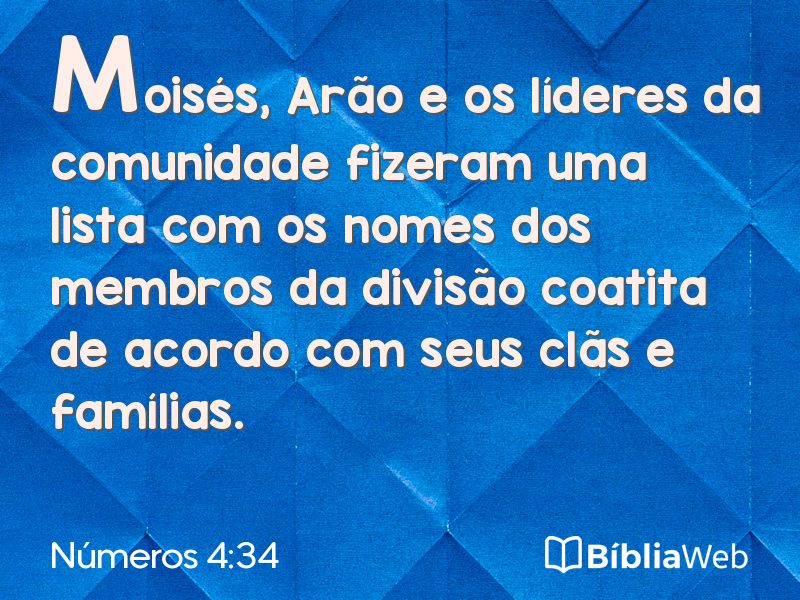Números 4:34 em imagem para compartilhar