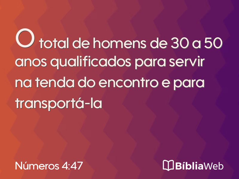 Números 4:47 em imagem para compartilhar