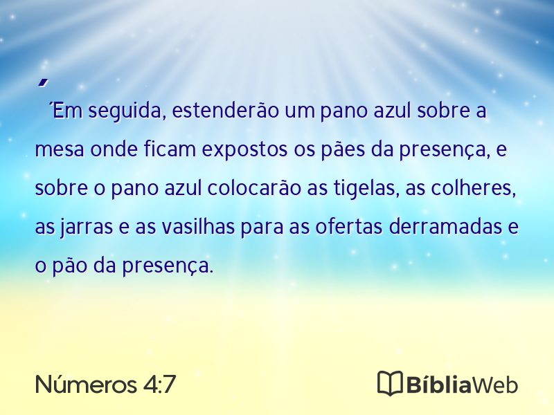 Números 4:7 em imagem para compartilhar