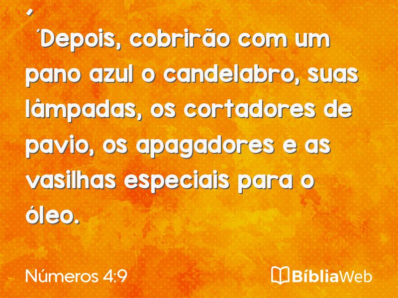 Números 4:9 em imagem para compartilhar