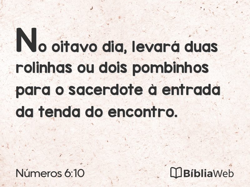 Números 6:10 em imagem para compartilhar