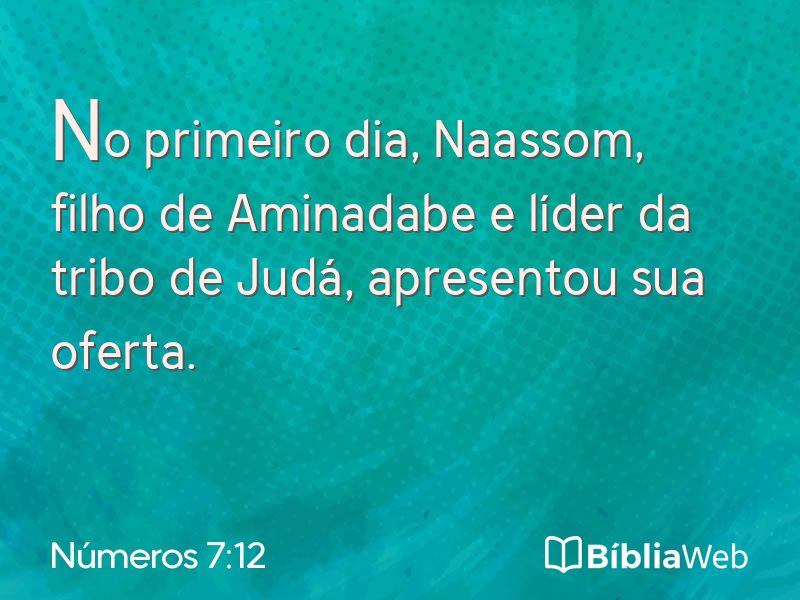Números 7:12 em imagem para compartilhar