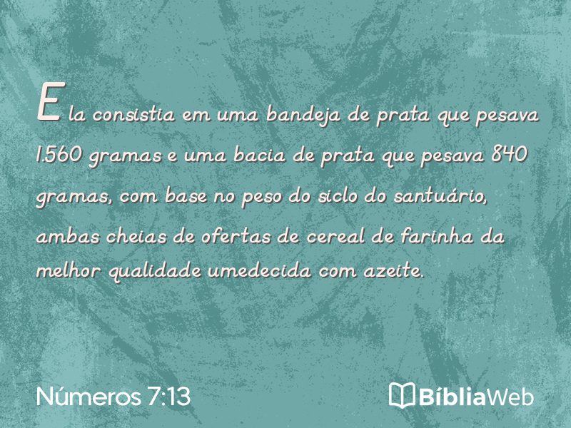 Números 7:13 em imagem para compartilhar